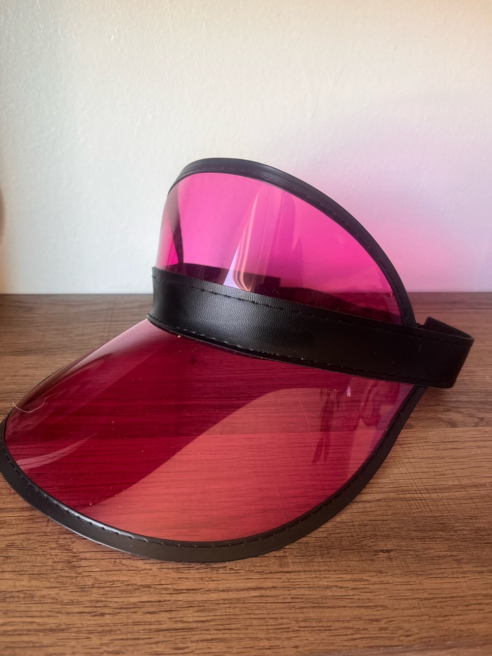 Set of 12 Pink Transparent Visors with Black Trim- bachelorette party fun